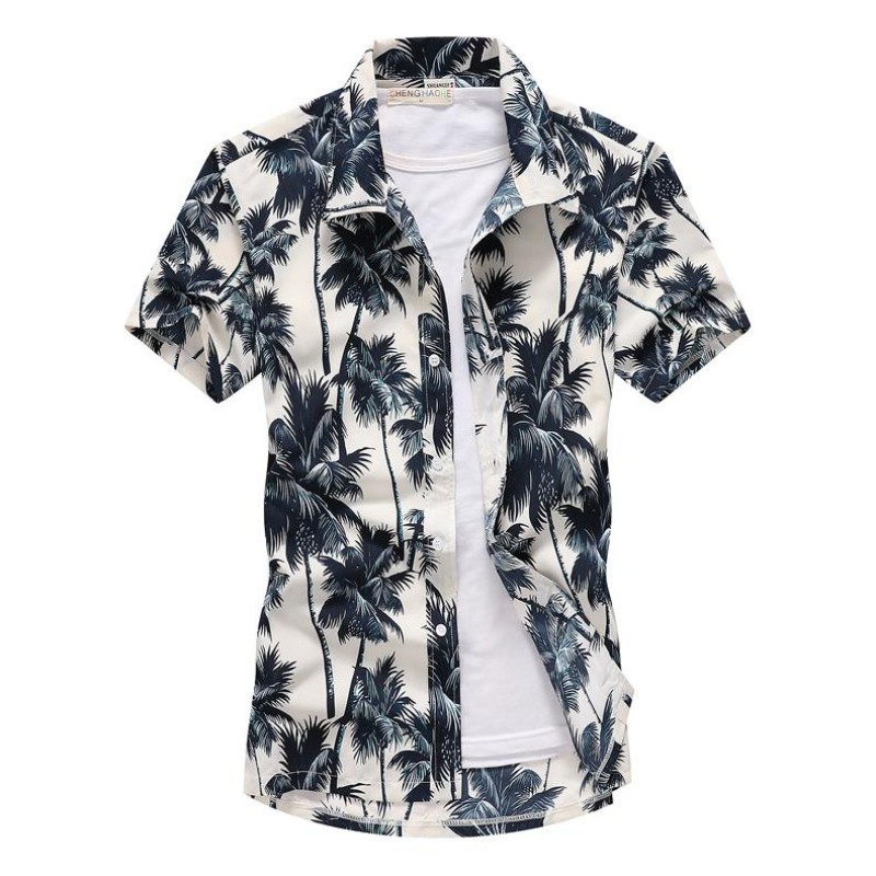 Vintage Hawaiian Floral Shirt - 여름 남성 하와이 캐주얼 칼라 셔츠