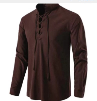 Medieval Gothic Lace Up Pirate Shirt - 남성용 해적 셔츠 바이킹 레트로 르네상스