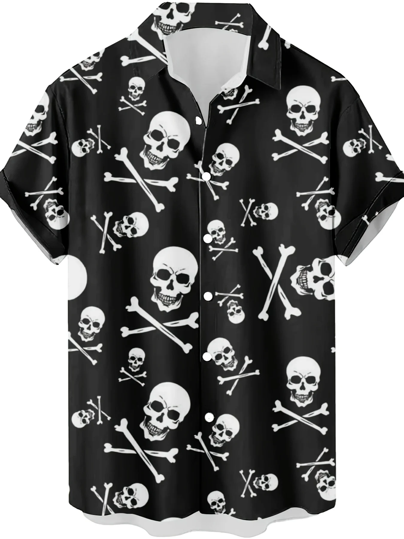 Vintage Hawaiian Floral Shirt - 빈티지 호러 해골 크로스본 남성 하와이안