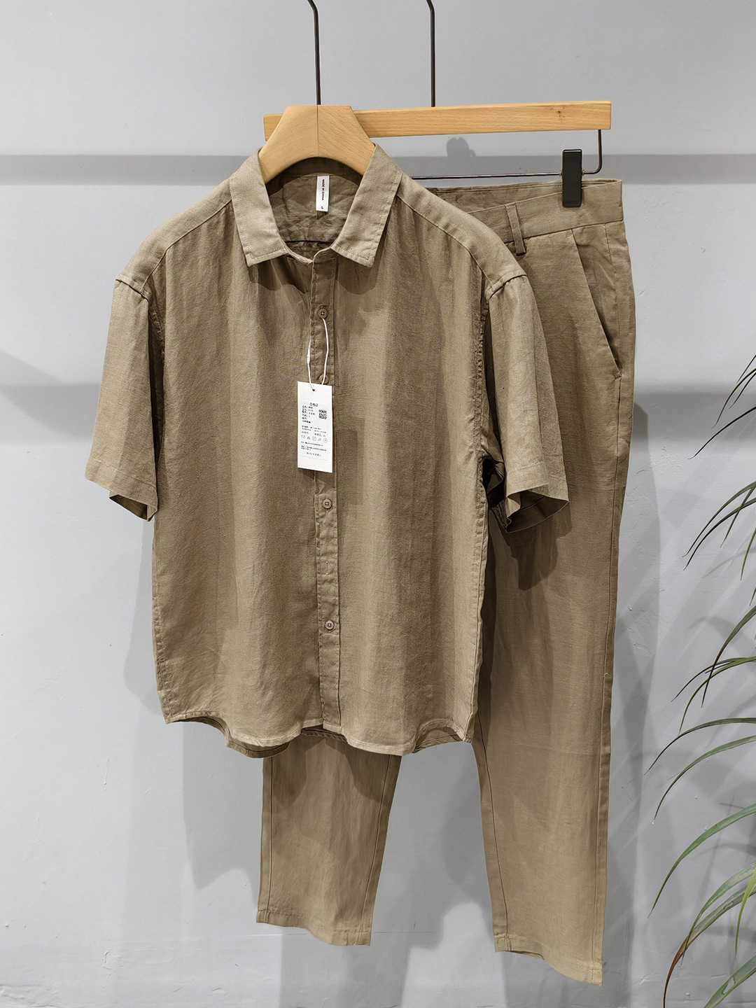 Mens Linen Shirt Long Sleeve - 순면 반소매 캐주얼 세트 남성용 여름용