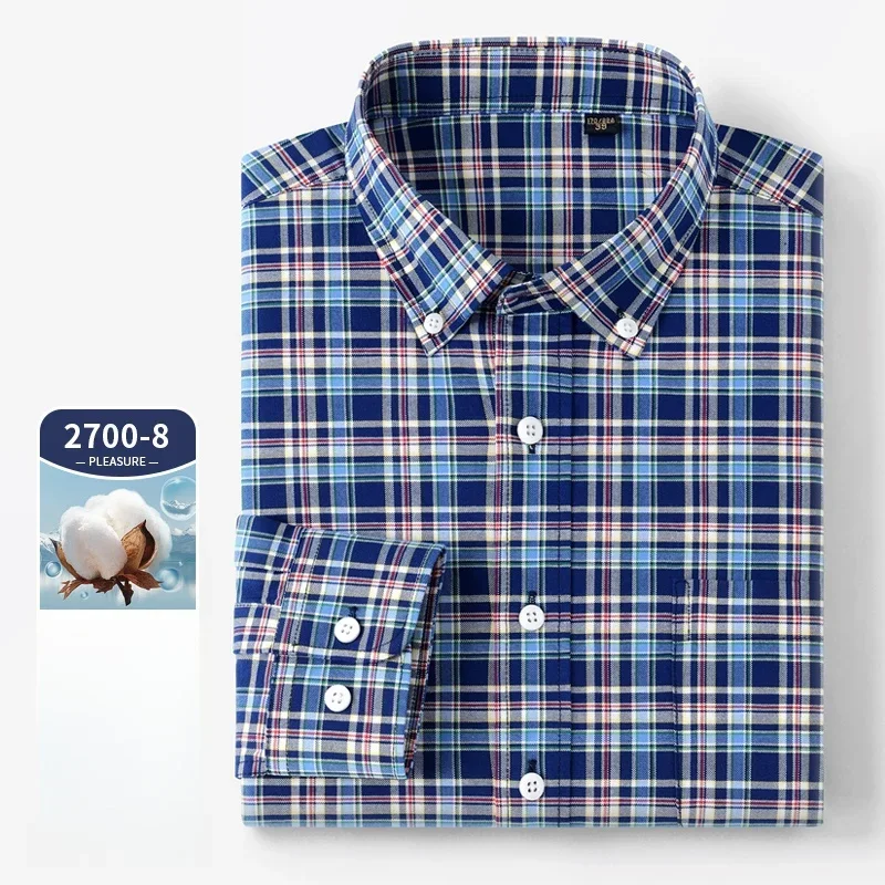Oxford Cotton Casual Shirt Business - 고품질 남성용 긴팔 포켓 셔츠 100%