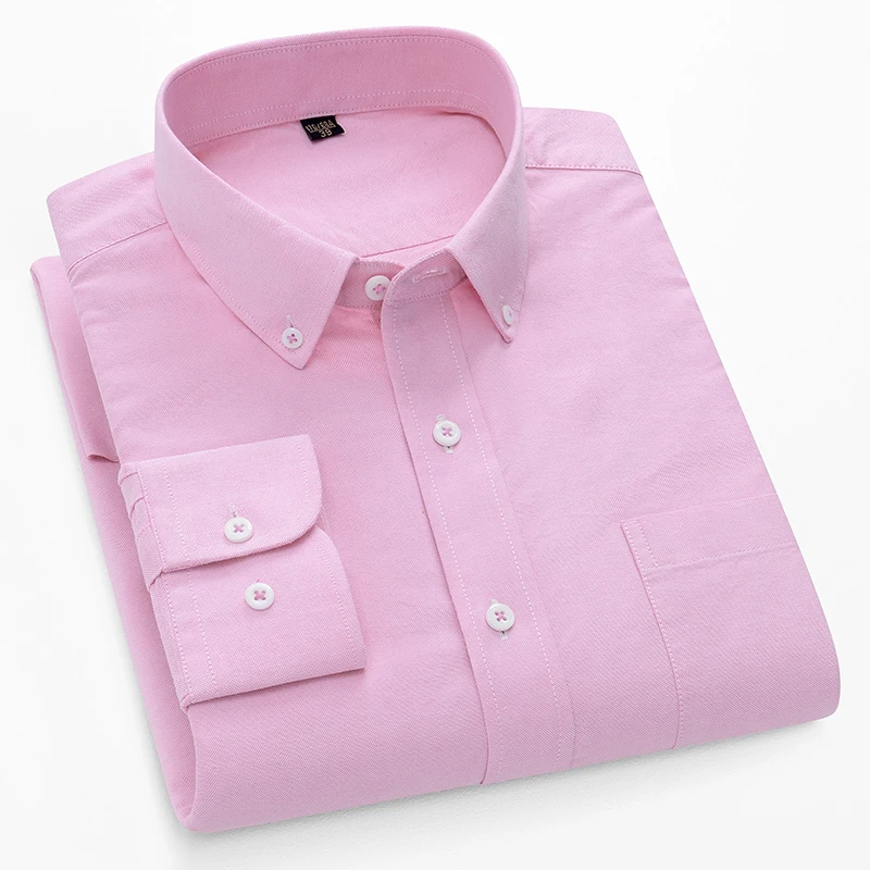 Oxford Cotton Casual Shirt Business - 남성용 100% 면 옥스포드 긴팔 셔츠