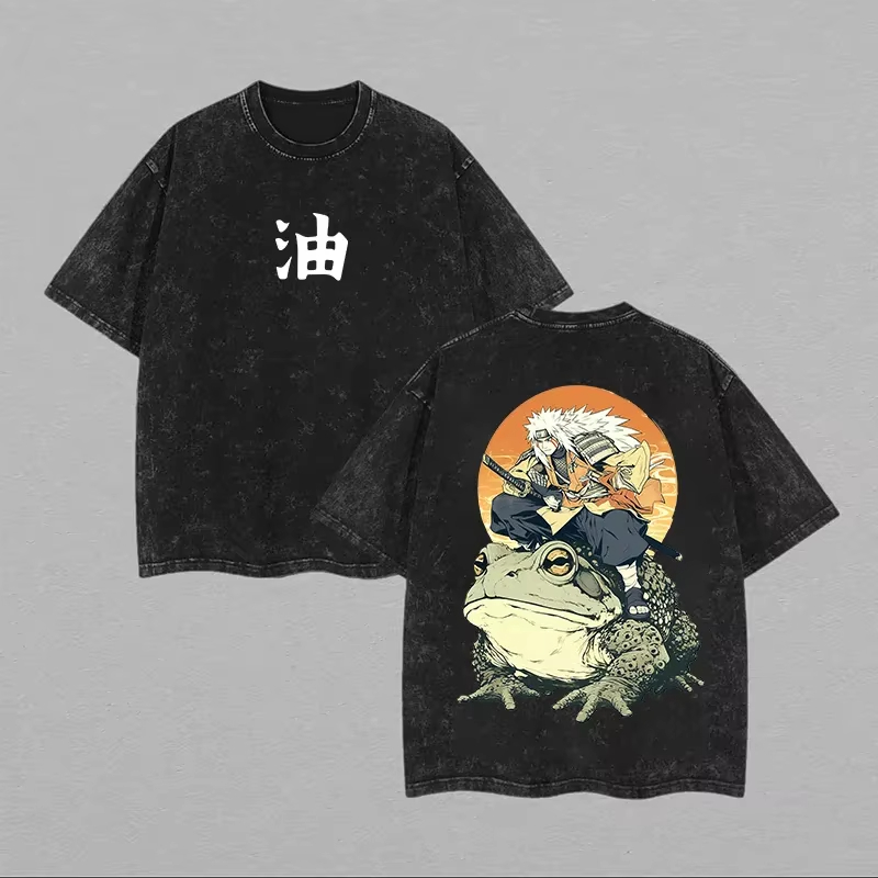 Acid Wash Vintage Graphic T Shirt - 2026 Jiraiya T 셔츠 나루토 두꺼비