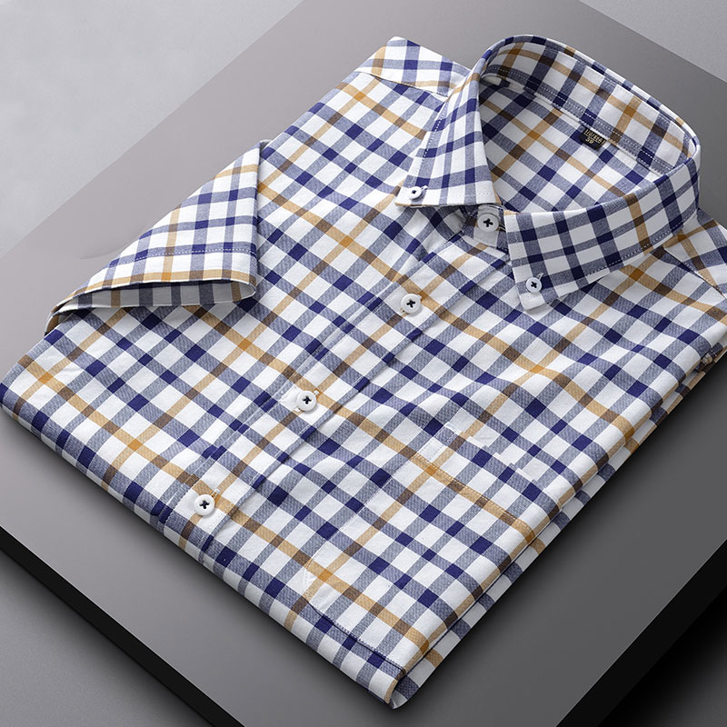 Oxford Cotton Casual Shirt Business - 100% 면 옥스포드 반팔 남성 비즈니스
