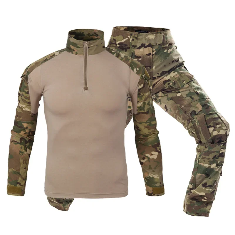 Tactical Military Shirt Cargo - 남성용 전술 전투복 세트 블랙 밀리터리