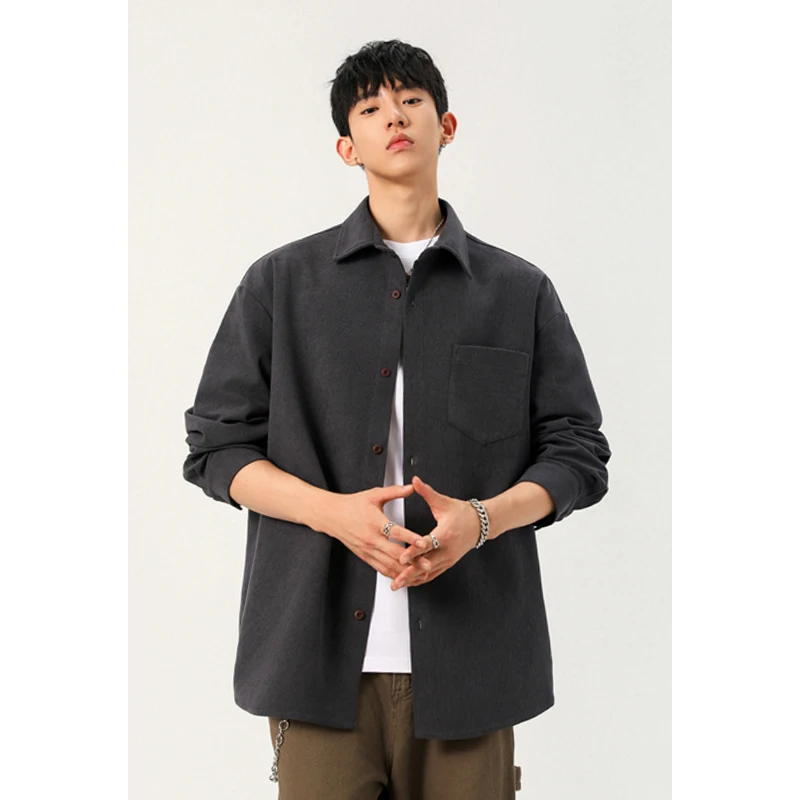 Corduroy Button Up Shirt Men - 남성용 셔츠형 코듀로이 상의, 깃이 있는