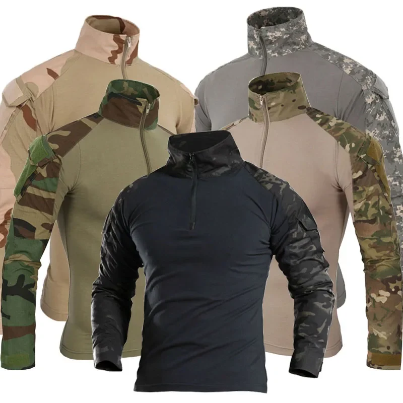 Tactical Military Shirt Cargo - 전투 셔츠 카모 카고 스포츠 탑