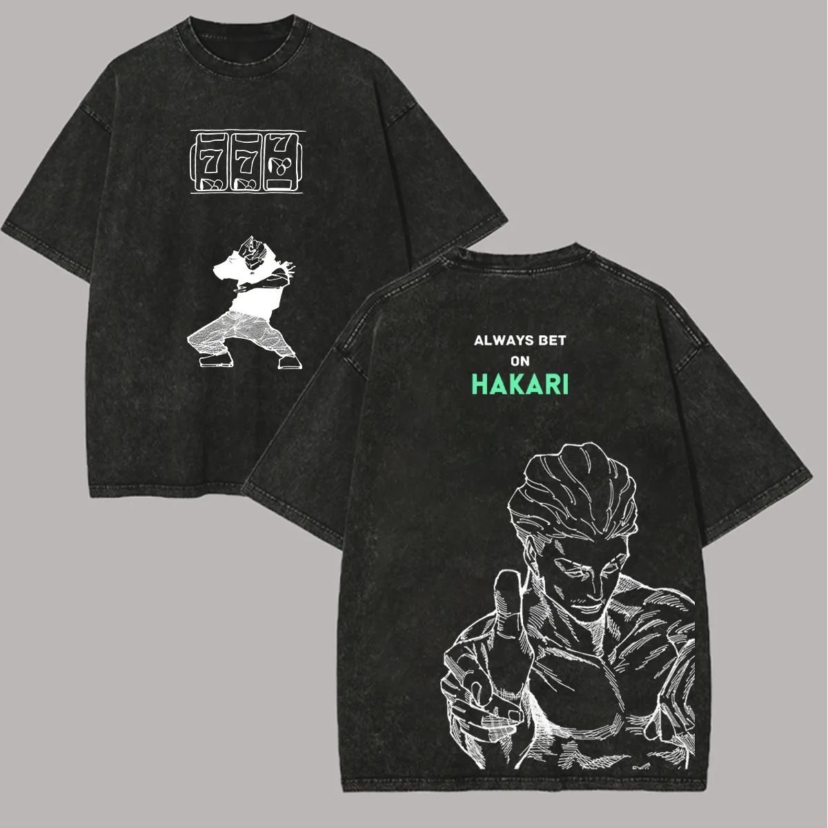 Acid Wash Vintage Graphic T Shirt - 주술회센 하카리 티셔츠 항상 하카리를 위로하다