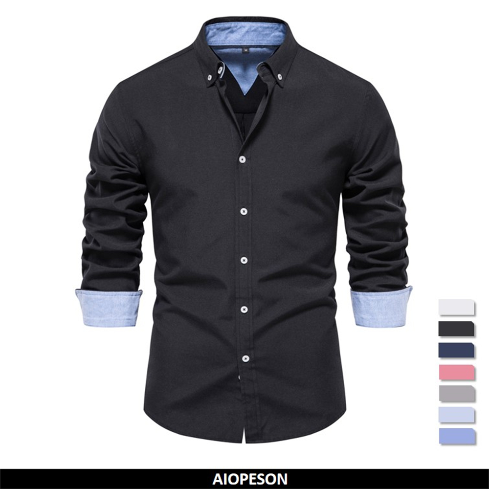 Oxford Cotton Casual Shirt Business - AIOPESON 2023 신작 가을 코튼 남성용