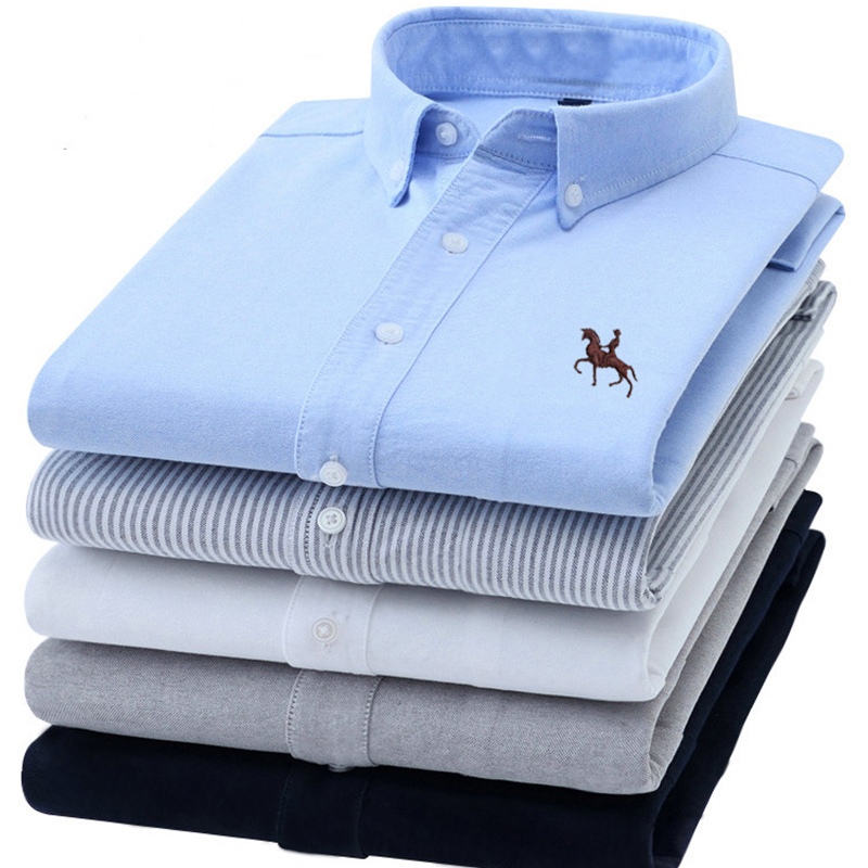 Oxford Cotton Casual Shirt Business - 남성용 S-6XL 옥스포드 셔츠 긴 소매