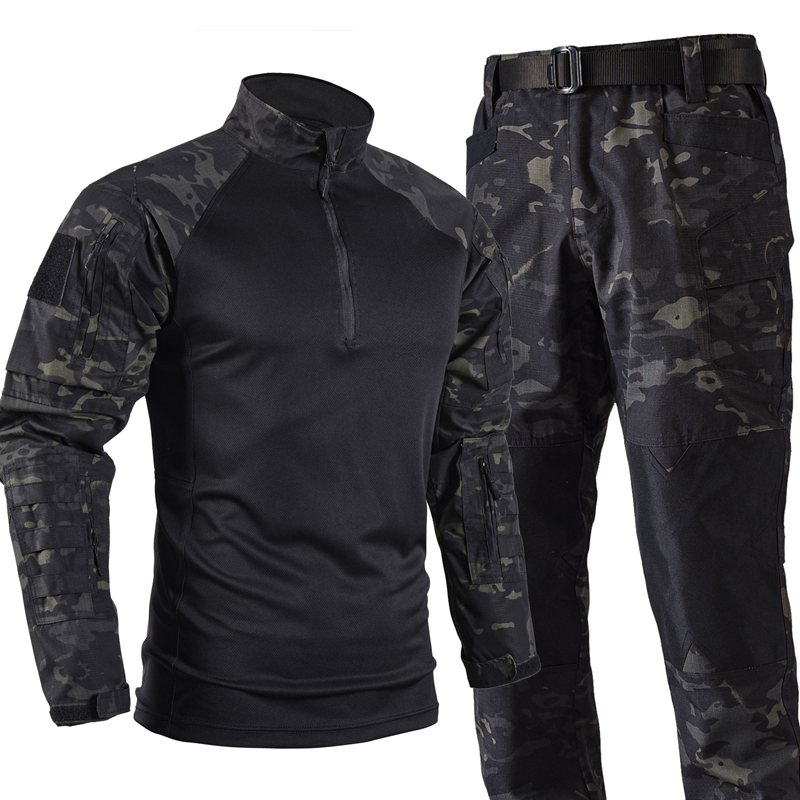 Tactical Military Shirt Cargo - 남성용 전술 전투복 세트 여름 통기성