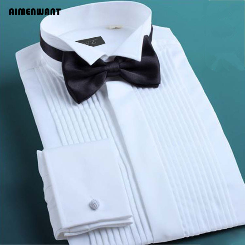 Mandarin Collar Formal Shirt Slim Fit - AIMENWANT 2024 턱시도 셔츠, 한국 슬림핏