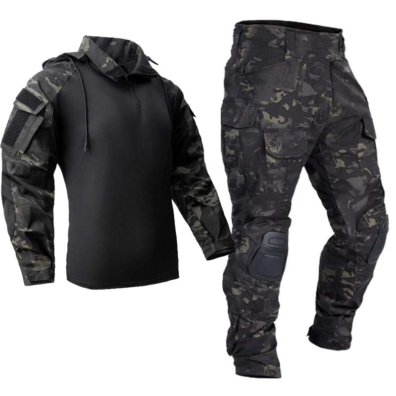 Tactical Military Shirt Cargo - 남성 전술 유니폼 군대 야외 위장