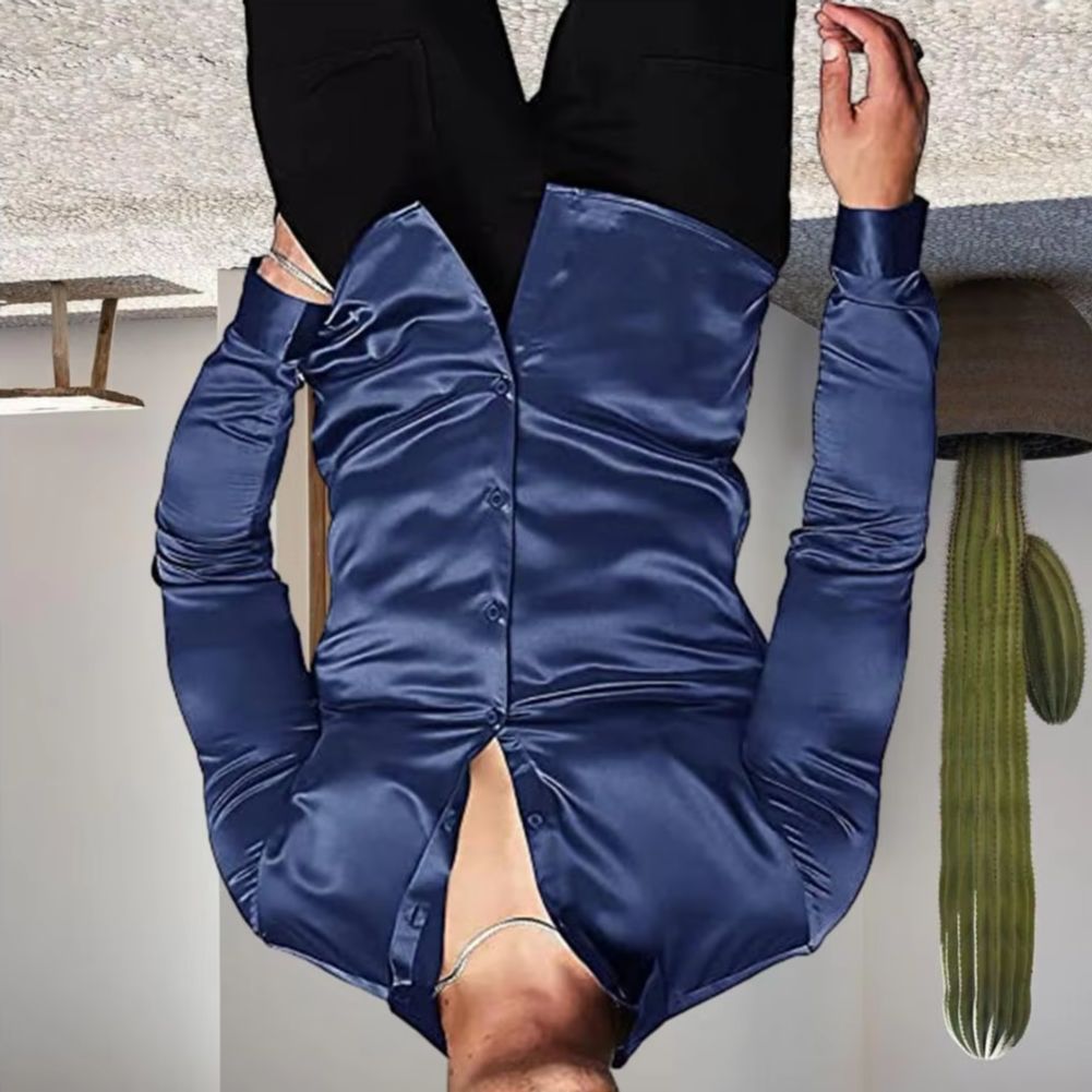 Mens Satin Silk Dress Shirt - 세련된 남성용 광택 실크같은 새틴 셔츠