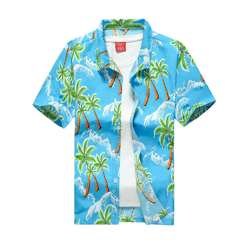 여름 남성 하와이 캐주얼 칼라 셔츠 반소매 단추 코코넛 - Vintage Hawaiian Floral Shirt 리뷰 및 가격