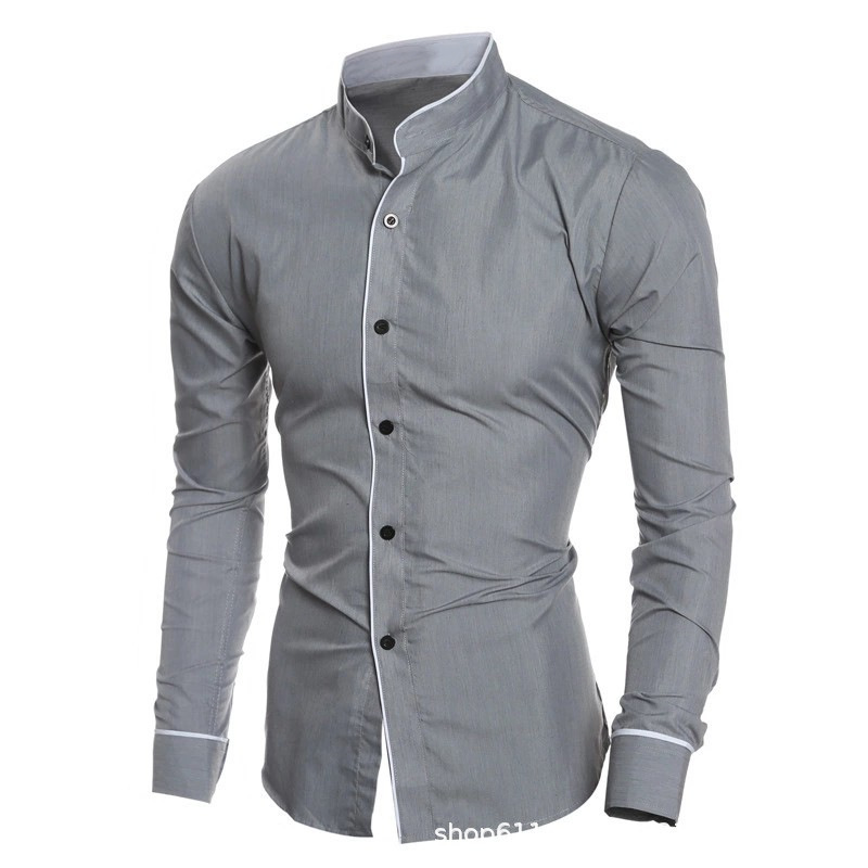 남성 슬림핏 단색 긴팔 셔츠 고품질 부드러운 원단 비즈 - Mandarin Collar Formal Shirt Slim Fit 리뷰 및 가격