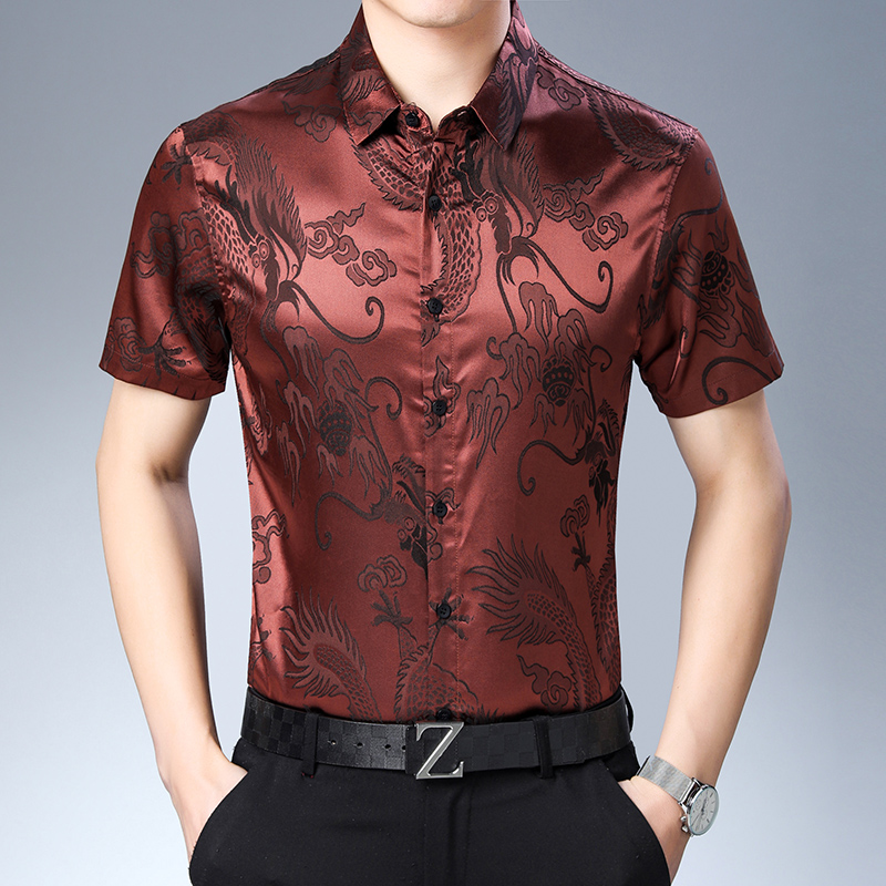 남성용 패션 패턴 실크 셔츠, 남성 캐주얼 드레스, 반 - Mens Satin Silk Dress Shirt 리뷰 및 가격