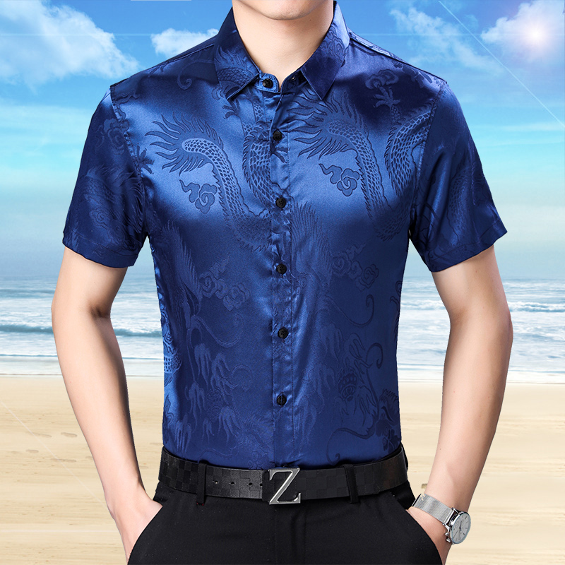 남성용 패션 패턴 실크 셔츠, 남성 캐주얼 드레스, 반 - Mens Satin Silk Dress Shirt 리뷰 및 가격