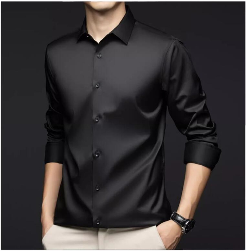 남성용 긴소매 전문직 셔츠 봄 가을 실크 새틴 셔츠 블 - Mens Satin Silk Dress Shirt 리뷰 및 가격