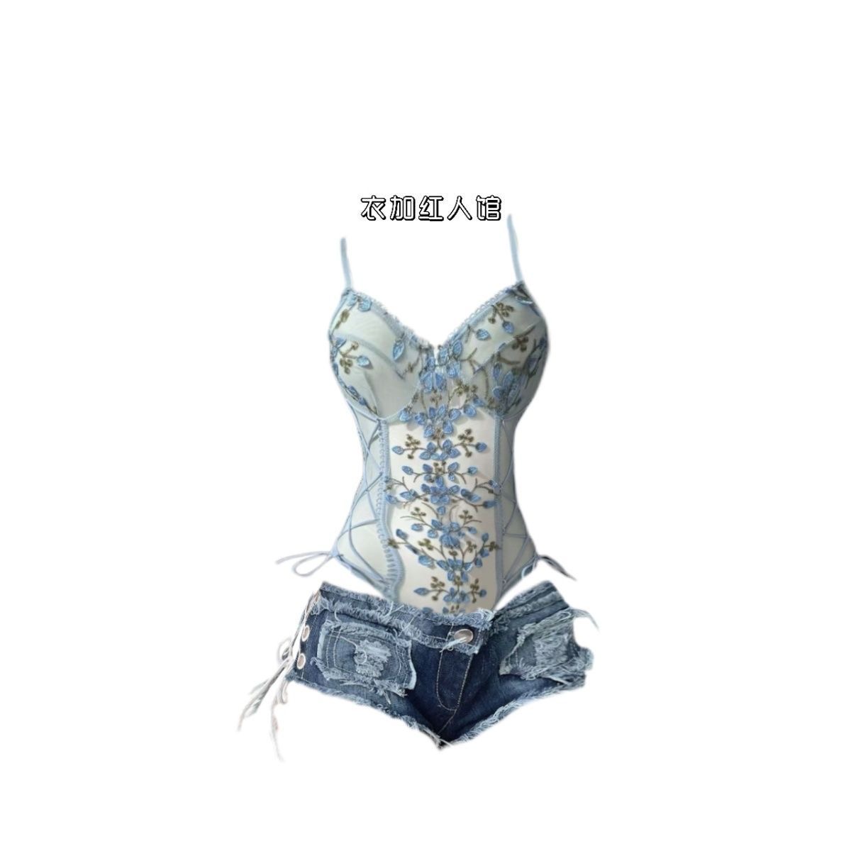 섹시한 란제리, 핫한 여성 란제리, 파란색 상의, 청바 - Jeans 리뷰 및 가격