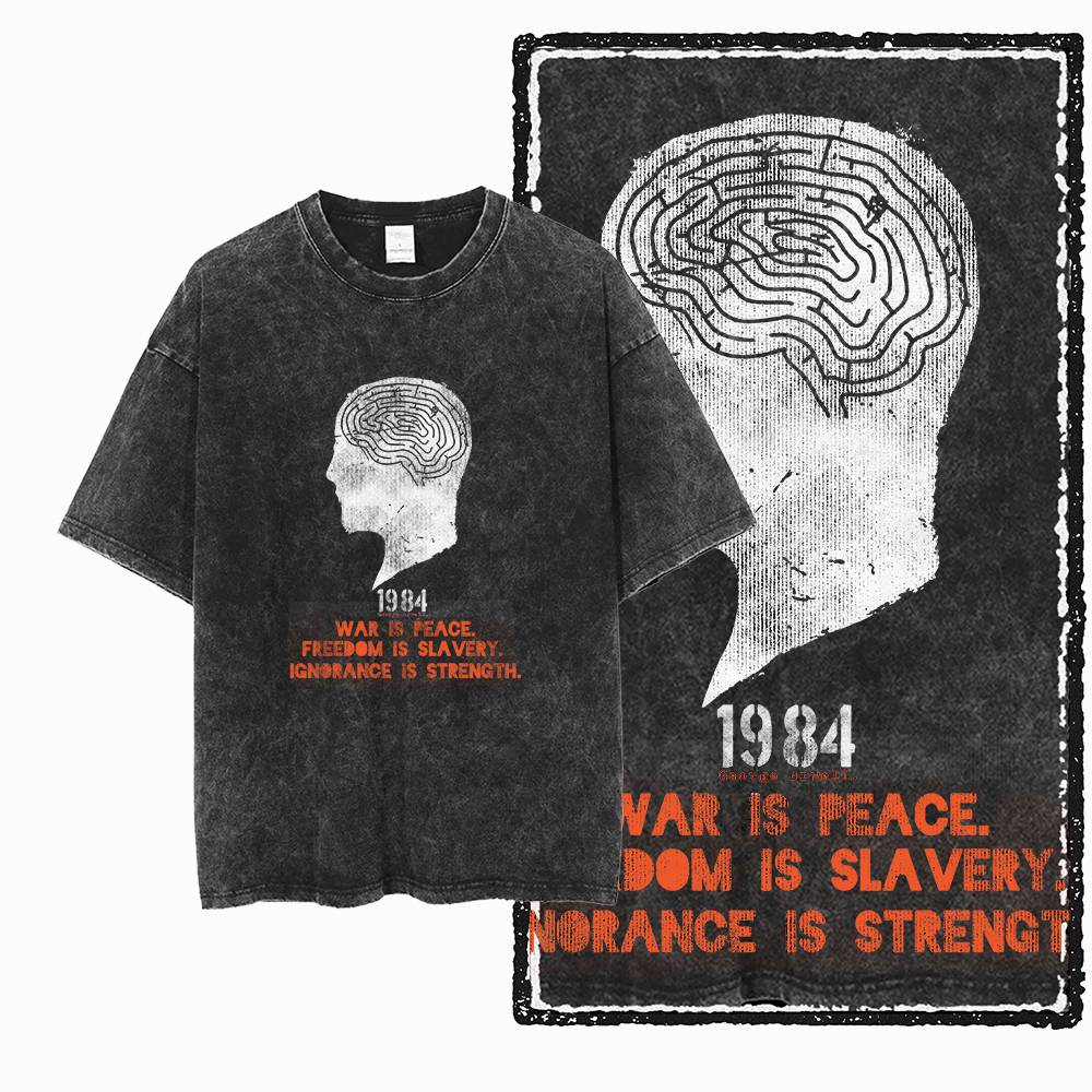 G02 익스클루시브 100% 코튼 빅 사이즈 1984  - Acid Wash Vintage Graphic T Shirt 리뷰 및 가격