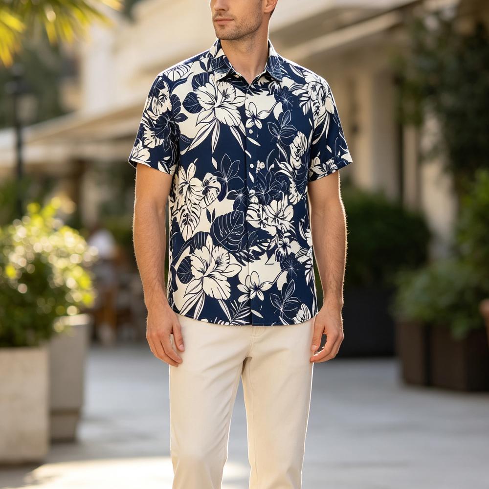 빈티지 플랜트 플로럴 프린트 하와이안 셔츠 남성용 여름 - Vintage Hawaiian Floral Shirt 리뷰 및 가격