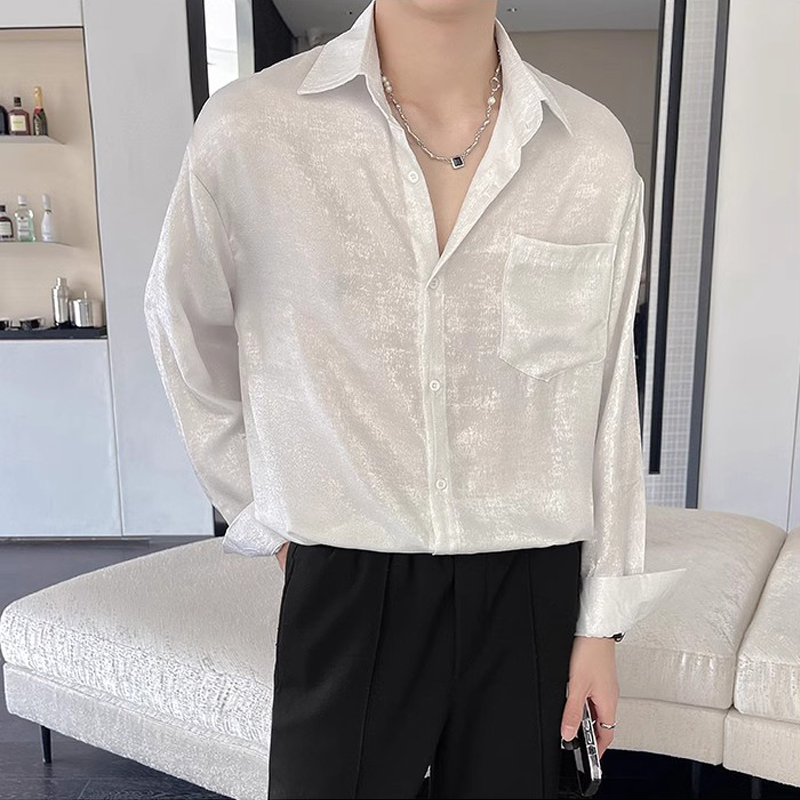 섹시한 실크 새틴 남성용 긴팔 셔츠, 광택 있는 부드러 - Mens Satin Silk Dress Shirt 리뷰 및 가격