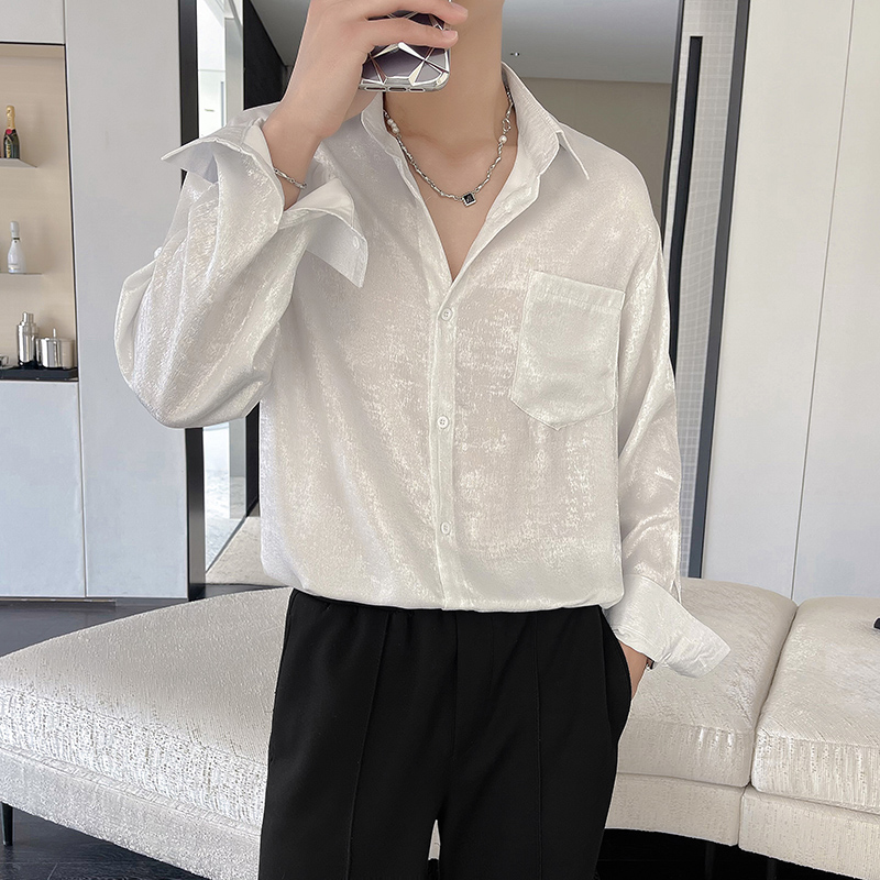 섹시한 실크 새틴 남성용 긴팔 셔츠, 광택 있는 부드러 - Mens Satin Silk Dress Shirt 리뷰 및 가격