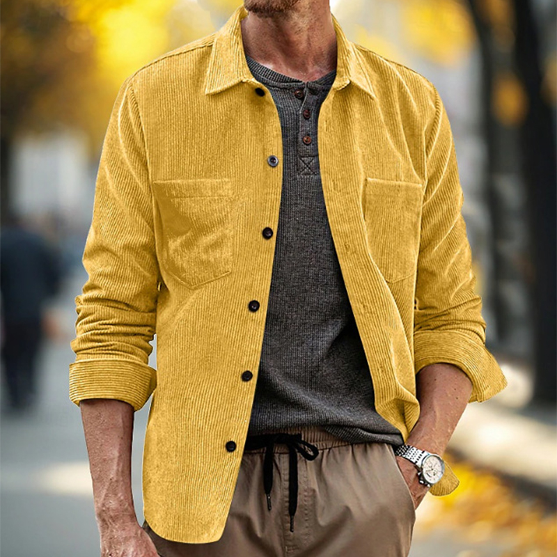 봄 가을 데일리 레저 남성 빈티지 코듀로이 셔츠 솔리드 - Corduroy Button Up Shirt Men 리뷰 및 가격