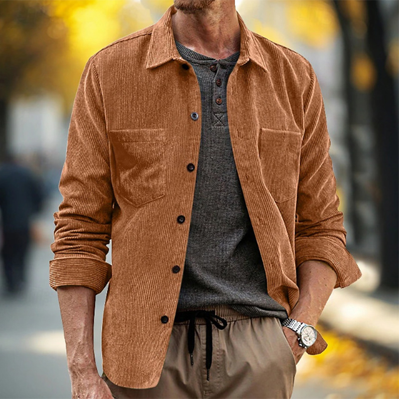봄 가을 데일리 레저 남성 빈티지 코듀로이 셔츠 솔리드 - Corduroy Button Up Shirt Men 리뷰 및 가격
