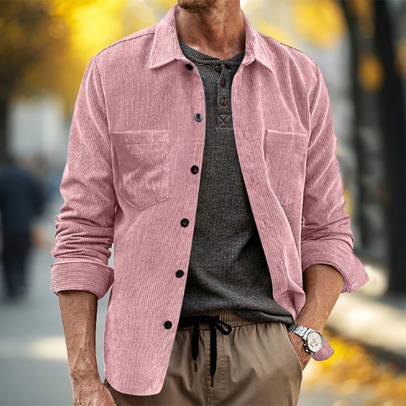 봄 가을 데일리 레저 남성 빈티지 코듀로이 셔츠 솔리드 - Corduroy Button Up Shirt Men 리뷰 및 가격