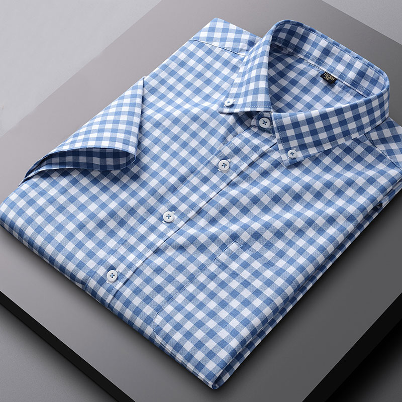 100% 면 옥스포드 반팔 남성 비즈니스 캐주얼 격자  - Oxford Cotton Casual Shirt Business 리뷰 및 가격