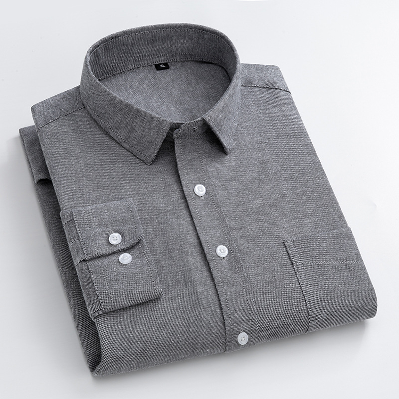 네이비 블루 옥스포드 셔츠 남성용 긴팔 봄 가을 패션  - Oxford Cotton Casual Shirt Business 리뷰 및 가격