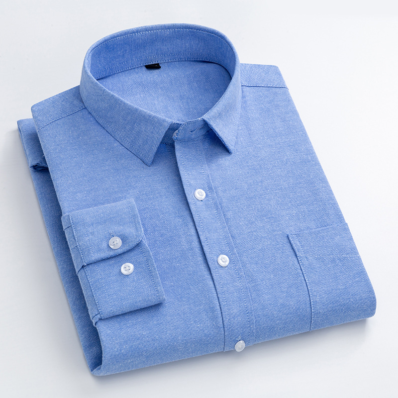 네이비 블루 옥스포드 셔츠 남성용 긴팔 봄 가을 패션  - Oxford Cotton Casual Shirt Business 리뷰 및 가격