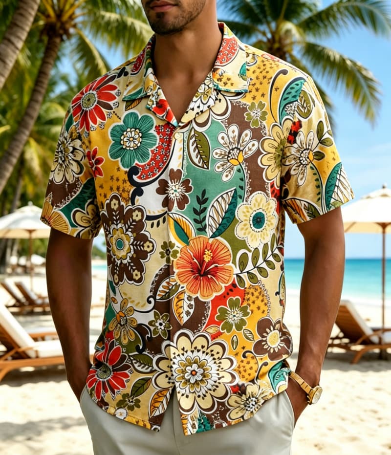 남성용 빈티지 보헤미안 트로피컬 플로럴 프린트 셔츠,  - Vintage Hawaiian Floral Shirt 리뷰 및 가격