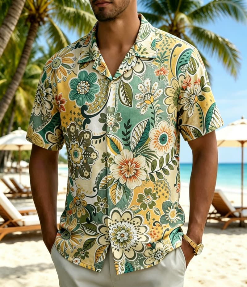 남성용 빈티지 보헤미안 트로피컬 플로럴 프린트 셔츠,  - Vintage Hawaiian Floral Shirt 리뷰 및 가격