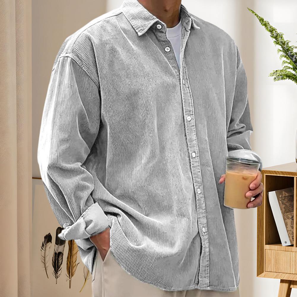 야외 캐주얼 남성 단색 셔츠 긴팔 턴다운 칼라 버튼업  - Corduroy Button Up Shirt Men 리뷰 및 가격