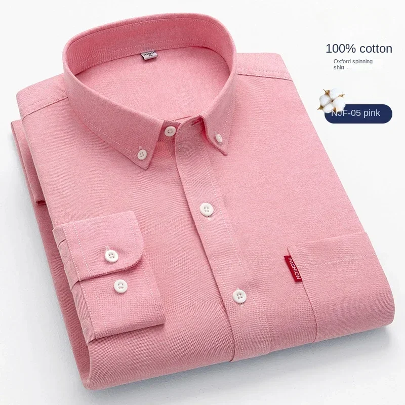 100% 순면 남성용 긴팔 셔츠, 청년 캐주얼 면, 옥 - Oxford Cotton Casual Shirt Business 리뷰 및 가격