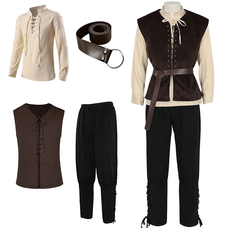 중세 셔츠 고딕 스팀펑크 빅토리아 해적 식민지 코스프레 - Medieval Gothic Lace Up Pirate Shirt 리뷰 및 가격