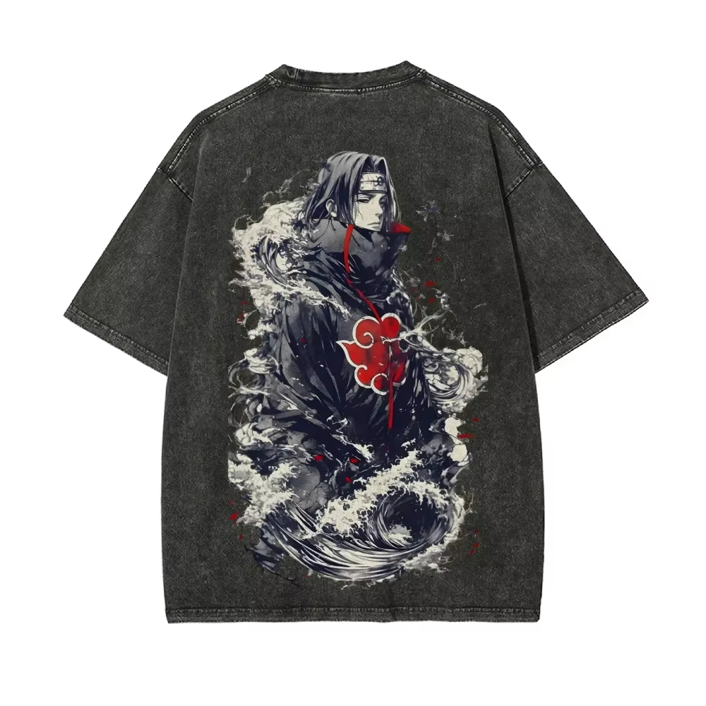 나루토 이타치 우치하 티셔츠 아카츠키 그레이트 웨이브  - Acid Wash Vintage Graphic T Shirt 리뷰 및 가격