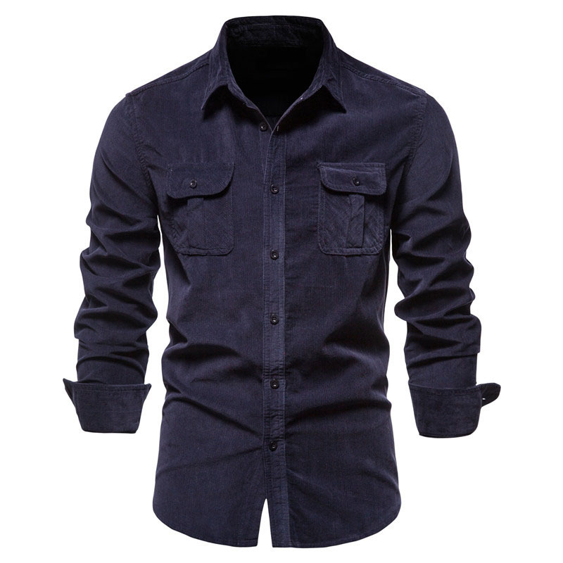 빈티지 솔리드 컬러 코듀로이 셔츠 재킷 남성 패션 버튼 - Corduroy Button Up Shirt Men 리뷰 및 가격