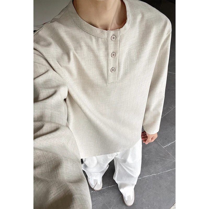 남성 캐주얼 인조 린넨 헨리 티셔츠 긴소매 3버튼 플래 - Mens Linen Shirt Long Sleeve 리뷰 및 가격
