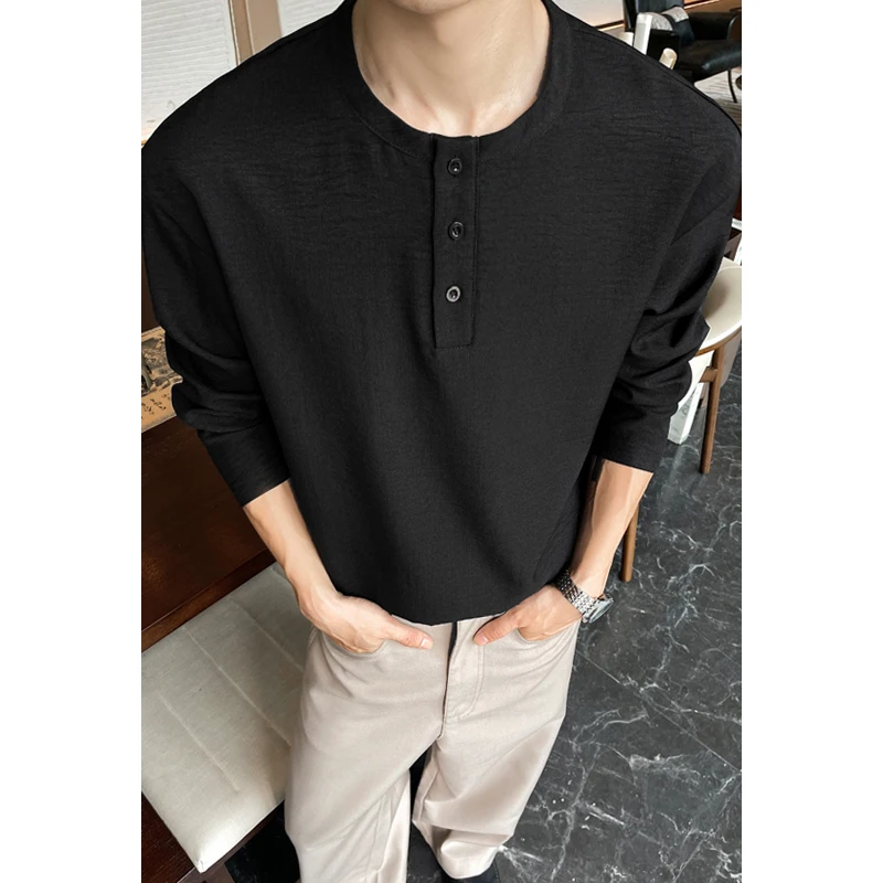 남성 캐주얼 인조 린넨 헨리 티셔츠 긴소매 3버튼 플래 - Mens Linen Shirt Long Sleeve 리뷰 및 가격
