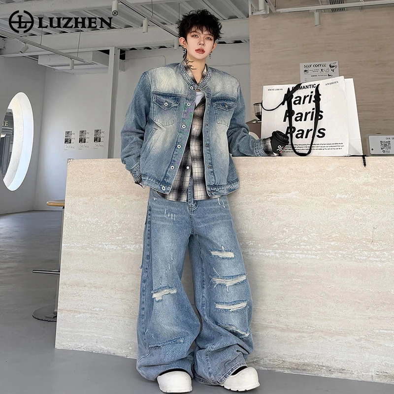 루젠 2026 가을 빈티지 워싱 데님 투피스 세트 남성 - Jeans 리뷰 및 가격