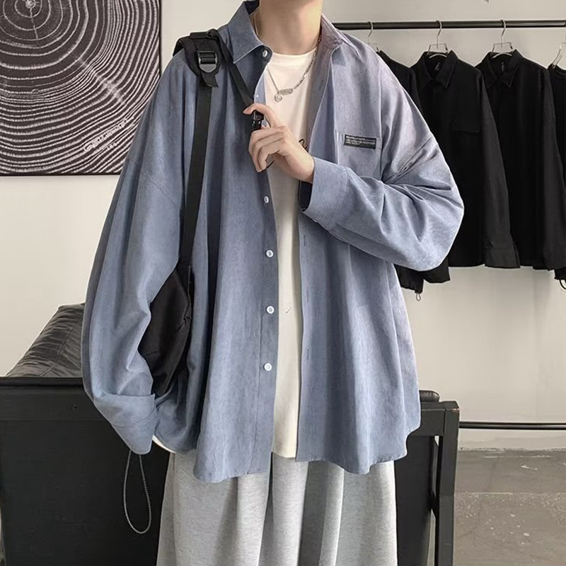 남녀공용 긴팔 셔츠, 오버사이즈 셔츠, 버튼업 셔츠,  - Corduroy Button Up Shirt Men 리뷰 및 가격