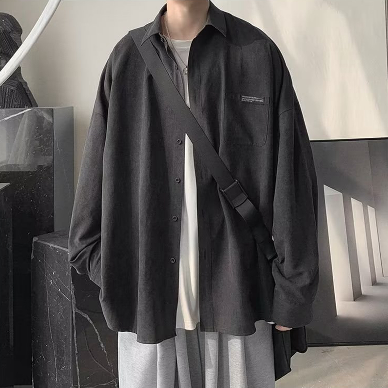 남녀공용 긴팔 셔츠, 오버사이즈 셔츠, 버튼업 셔츠,  - Corduroy Button Up Shirt Men 리뷰 및 가격
