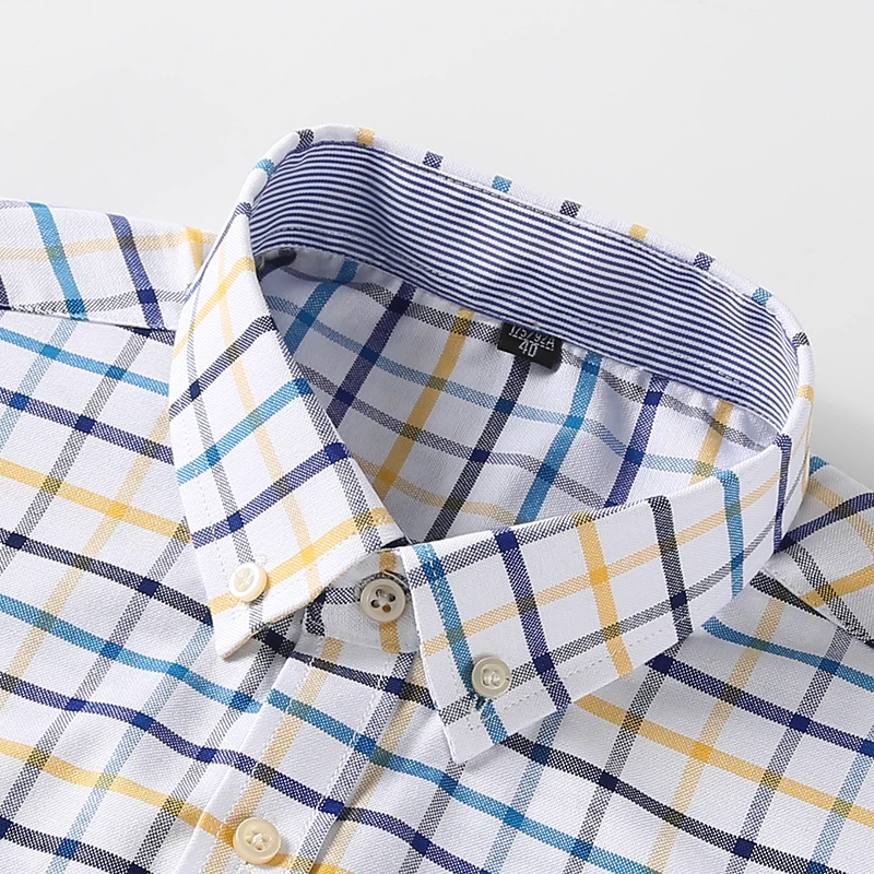 남성용 100% 면 셔츠 긴팔 스트라이프 체크 옥스포드 - Oxford Cotton Casual Shirt Business 리뷰 및 가격