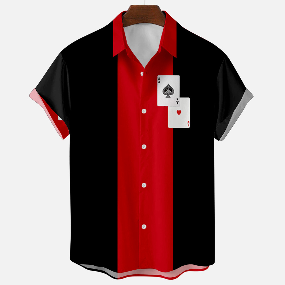 남성용 빈티지 레트로 스트라이프 패턴 컬러 블록 볼링  - Short Sleeve Bowling Shirt Retro 리뷰 및 가격