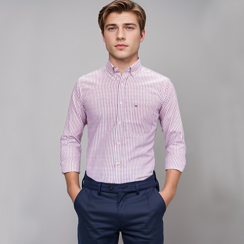 남성용 100% 면 셔츠, 긴 소매 격자 무늬 옥스포드 - Oxford Cotton Casual Shirt Business 리뷰 및 가격