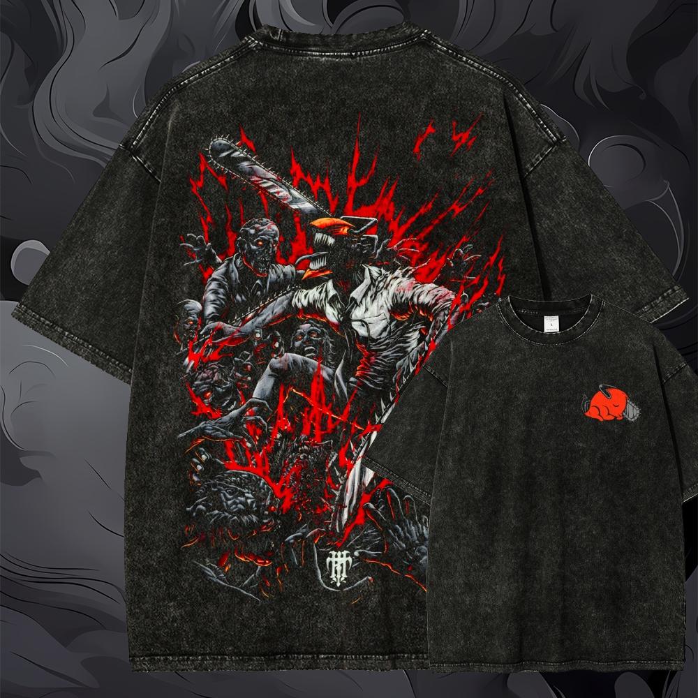 오버사이즈 체인소맨 그래픽 티셔츠 애시드 워싱 양면 프 - Acid Wash Vintage Graphic T Shirt 리뷰 및 가격